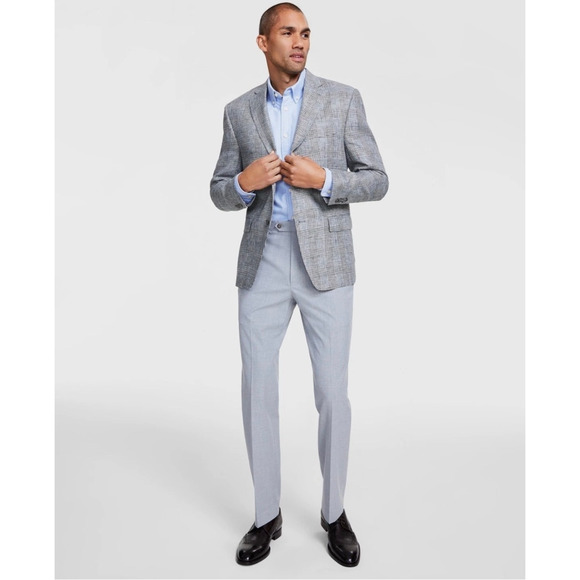 NWT Michael Kors Classic Fit Linen Sport Coat, Black/White Plaid, Men’s 42R - Picture 2 of 10